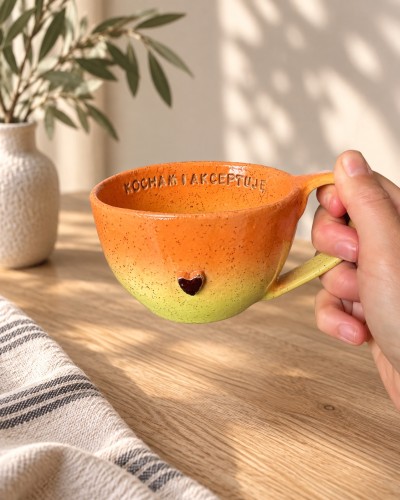 Filiżanka 300 ml pomarańczowo-żółta kocham i akceptuję.jpg