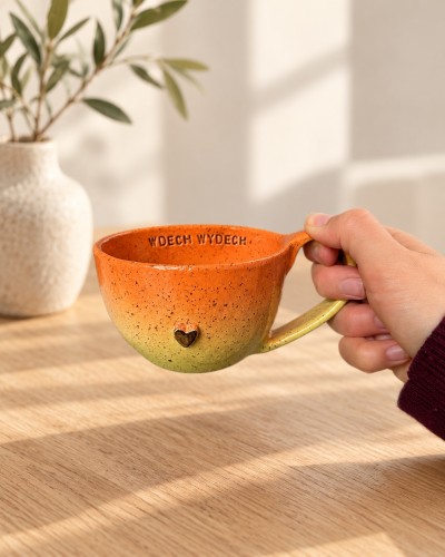 Filiżanka 300 ml pomarańczowo-żółta wdech wydech.jpg