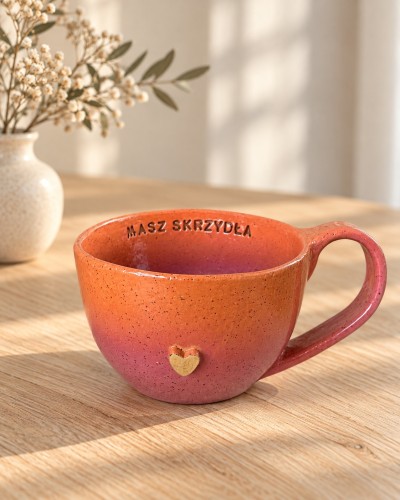 Filiżanka 300 ml pomarańczowo-malinowa masz skrzydła.jpg