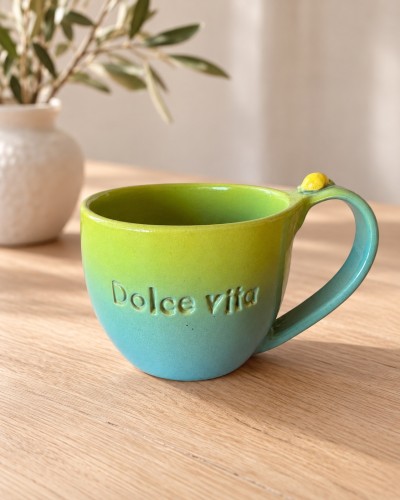 Kubek 400 ml limonkowo-turkusowy dolce vita.jpg