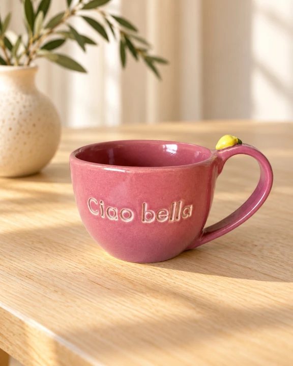 Kubek 400 ml różowy ciao bella.jpg