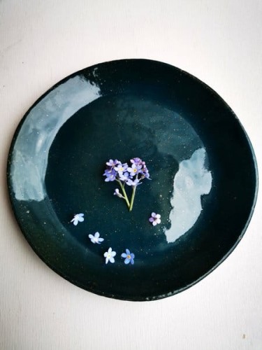 Talerzyk spodek ceramiczny 16 cm morski handmade, widok z góry