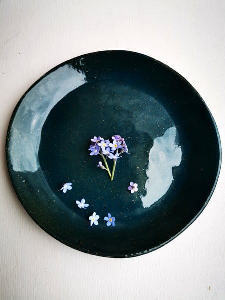 Talerzyk spodek ceramiczny 16 cm morski handmade, widok z góry