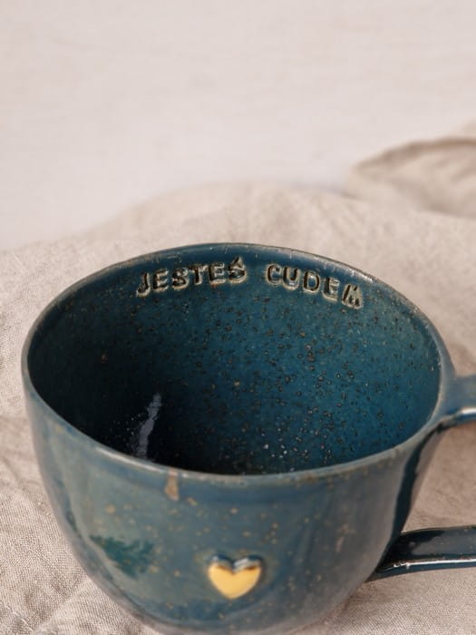 Kubek ceramiczny morski 400 ml handmade, ujęcie frontalne