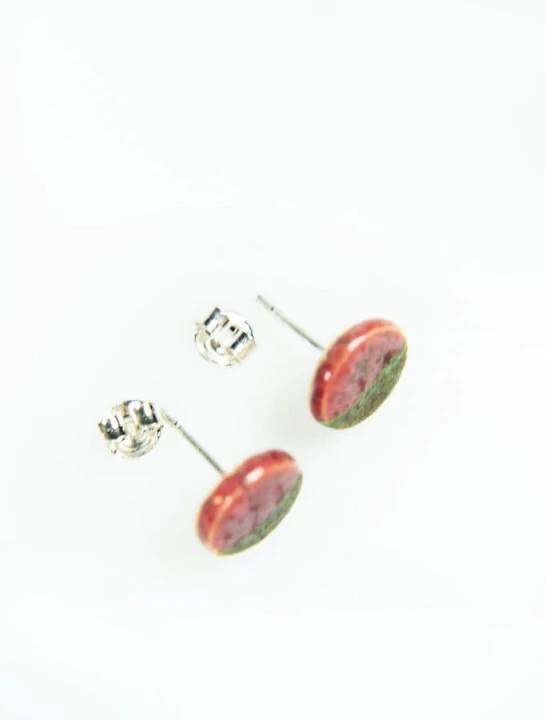 kolczyki ceramiczne fuksja zieleń khaki mat (5).jpg