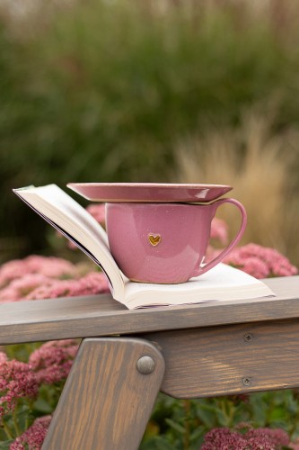 Talerzyk spodek ceramiczny 16 cm różowy handmade